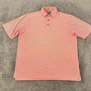 FootJoy Orange and white striped short sleeve golf polo shirt